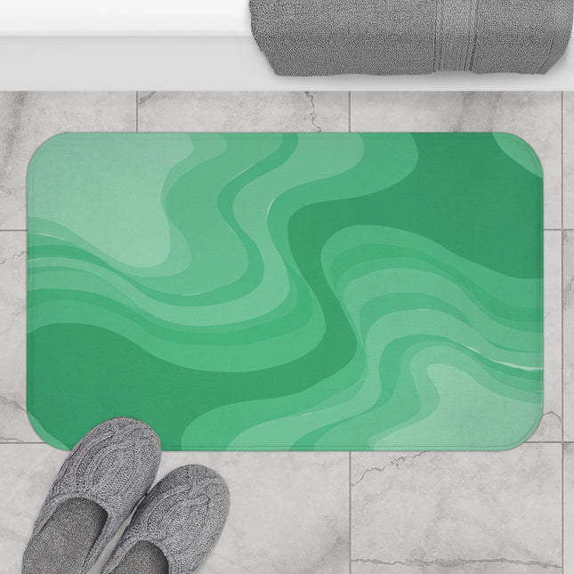 Mint Green Wavey 34" x 21" Bath Mat