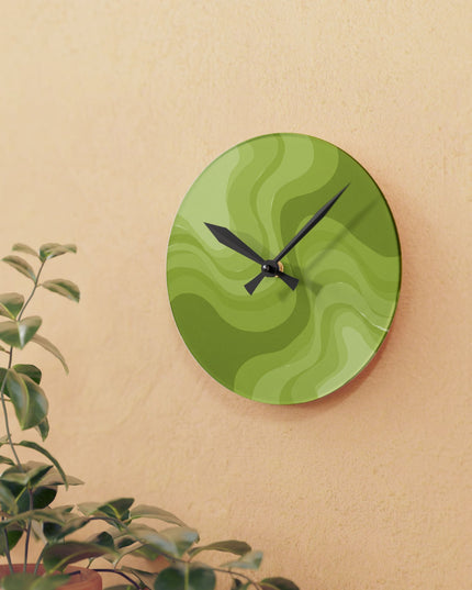 Lemon Wavey 8" x 8" Round Acrylic Wall Clock
