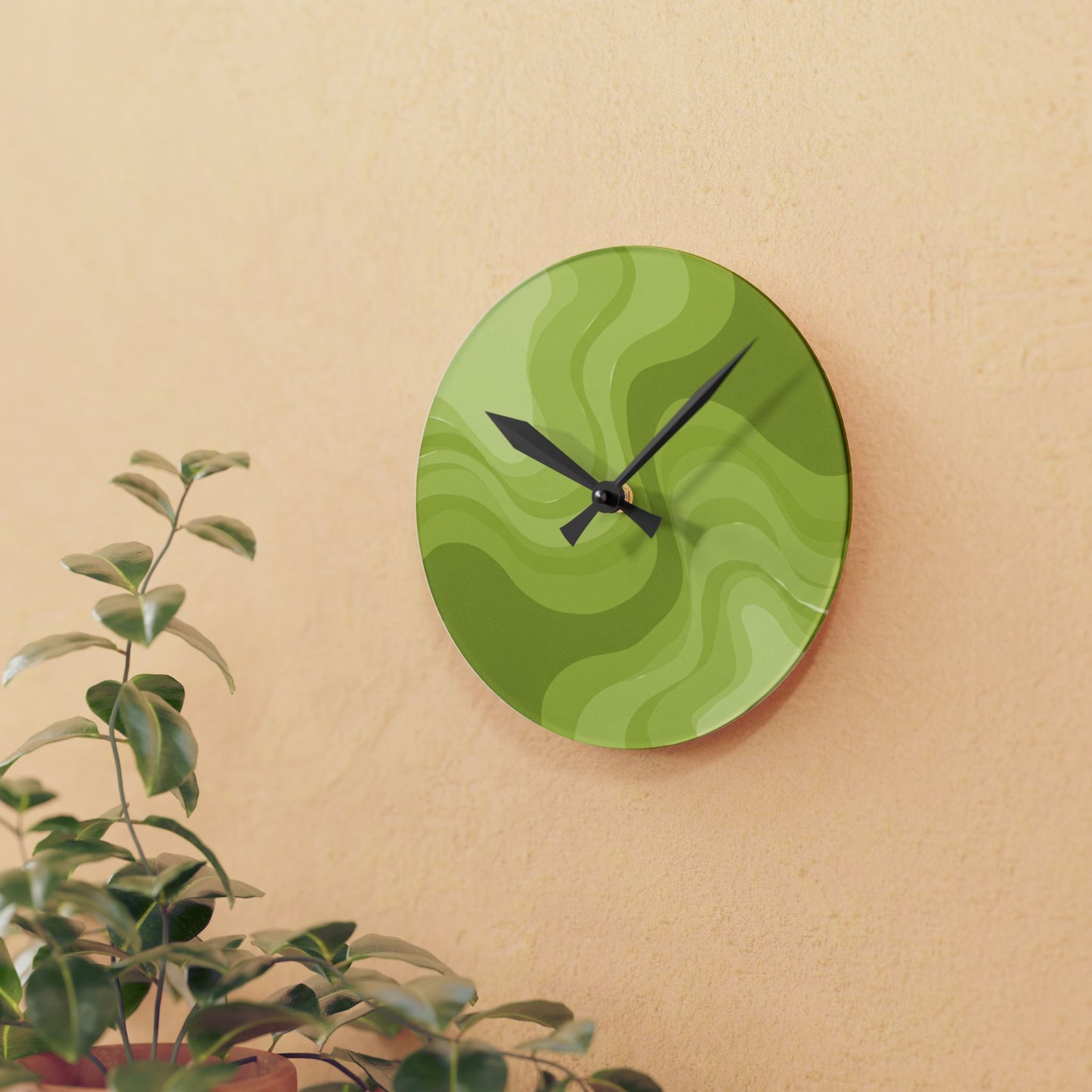Lemon Wavey 8" x 8" Round Acrylic Wall Clock