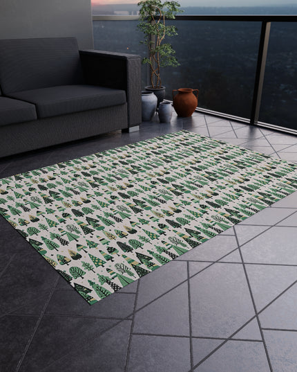 Mini Vintage Green Trees Outdoor Rug, 60" x 84"