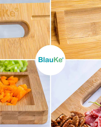 XL Bamboo Cutting Board - 17x12.5 Inch Wood Tray For Meat, Cheese, Veggies - Juice Groove, 3