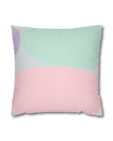 Pastel Peach and Soft Green Patches Spun Polyester Square Pillowcase, 14" x 14"