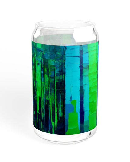 Striped Blue Green Glass, 16oz