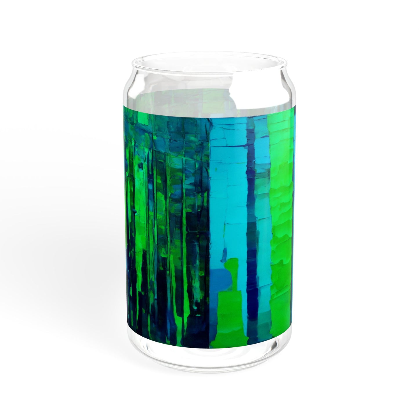 Striped Blue Green Glass, 16oz