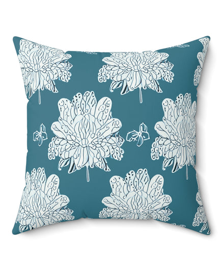 Tif Green White Floral Butterflies 20" x 20" Faux Suede Square Pillow