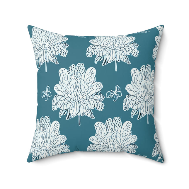 Tif Green White Floral Butterflies 20" x 20" Faux Suede Square Pillow
