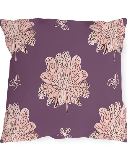 Pink Floral Butterflies 18" x 18" Outdoor Pillow