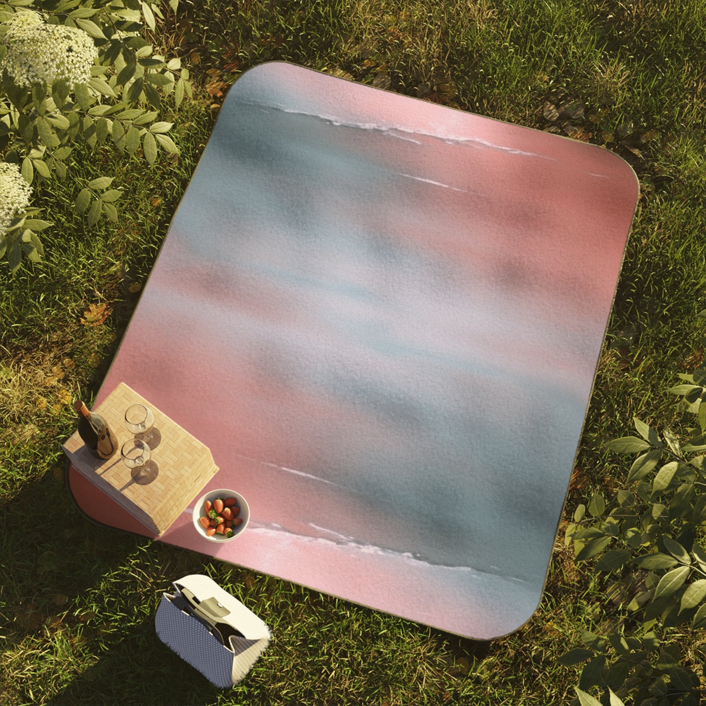Gray Sea Pink Fog 61" × 51" Picnic Blanket