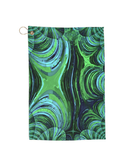 Uzi Spiral Blue Green Golf Towel, 16" x 24"