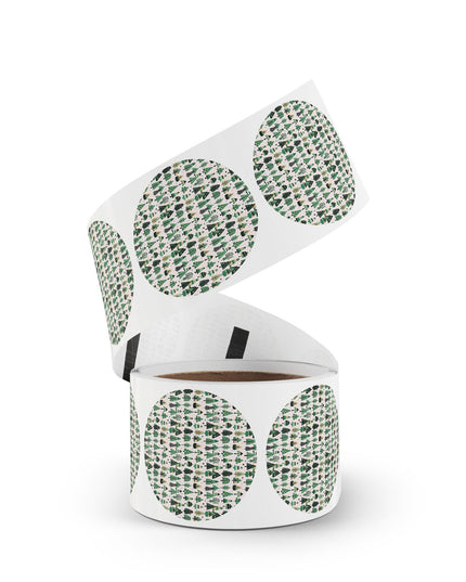 Mini Vintage Green Trees Round Sticker Label Rolls, 2" x 2"