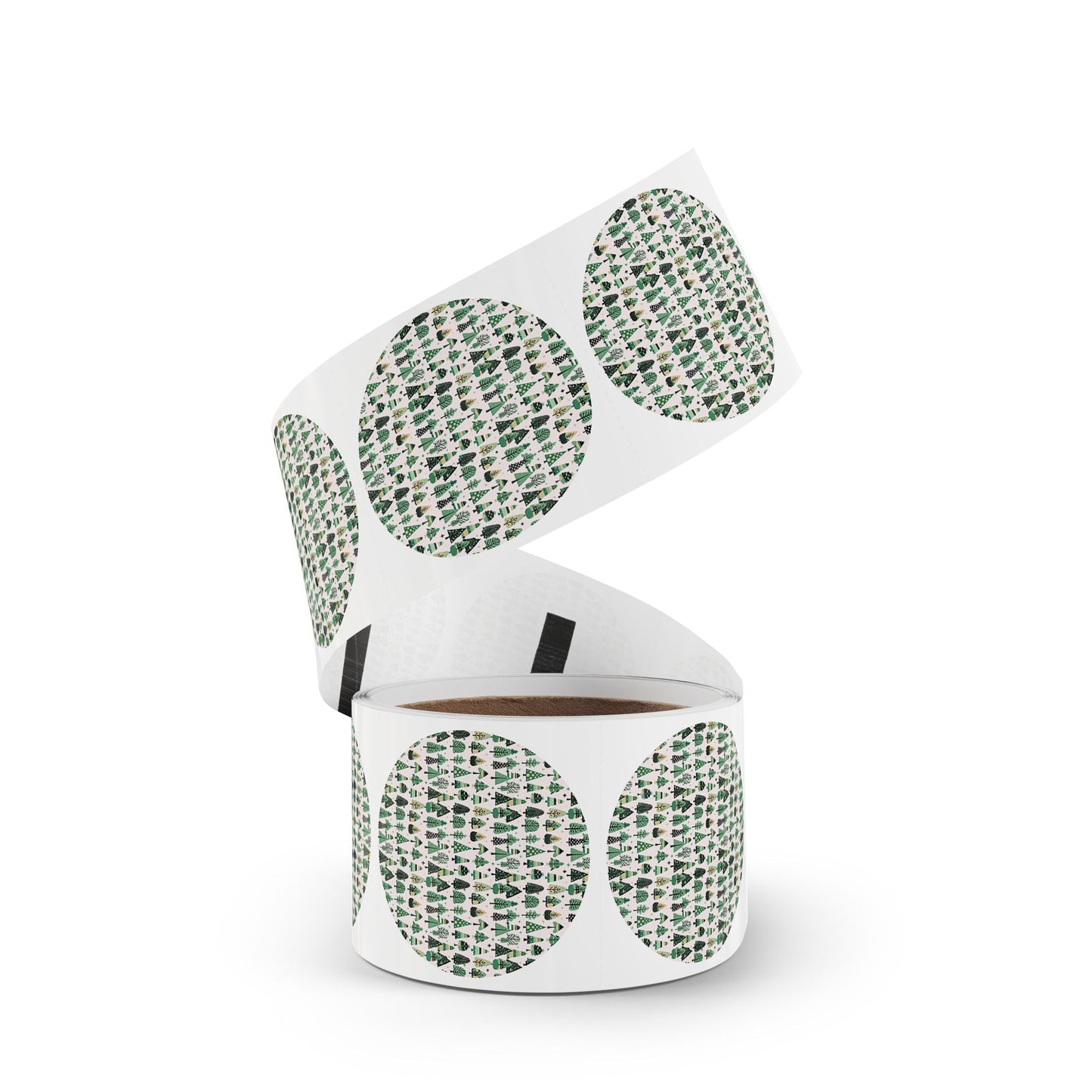 Mini Vintage Green Trees Round Sticker Label Rolls, 2" x 2"
