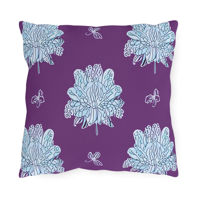 Blue Floral Butterflies 16" x 16" Outdoor Pillow