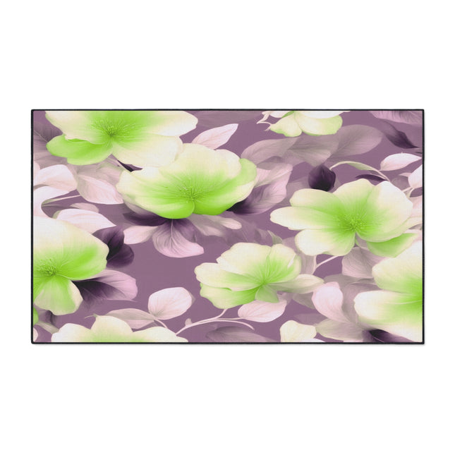 Lime Lavender Floral Bunch Heavy Duty Floor Mat, 36" x 60"