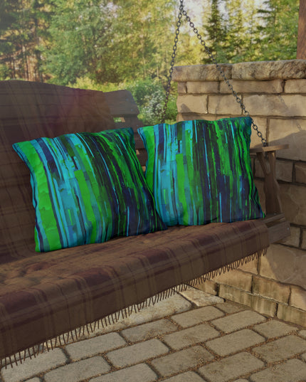 Striped Blue Green 20" x 20" Outdoor Pillow