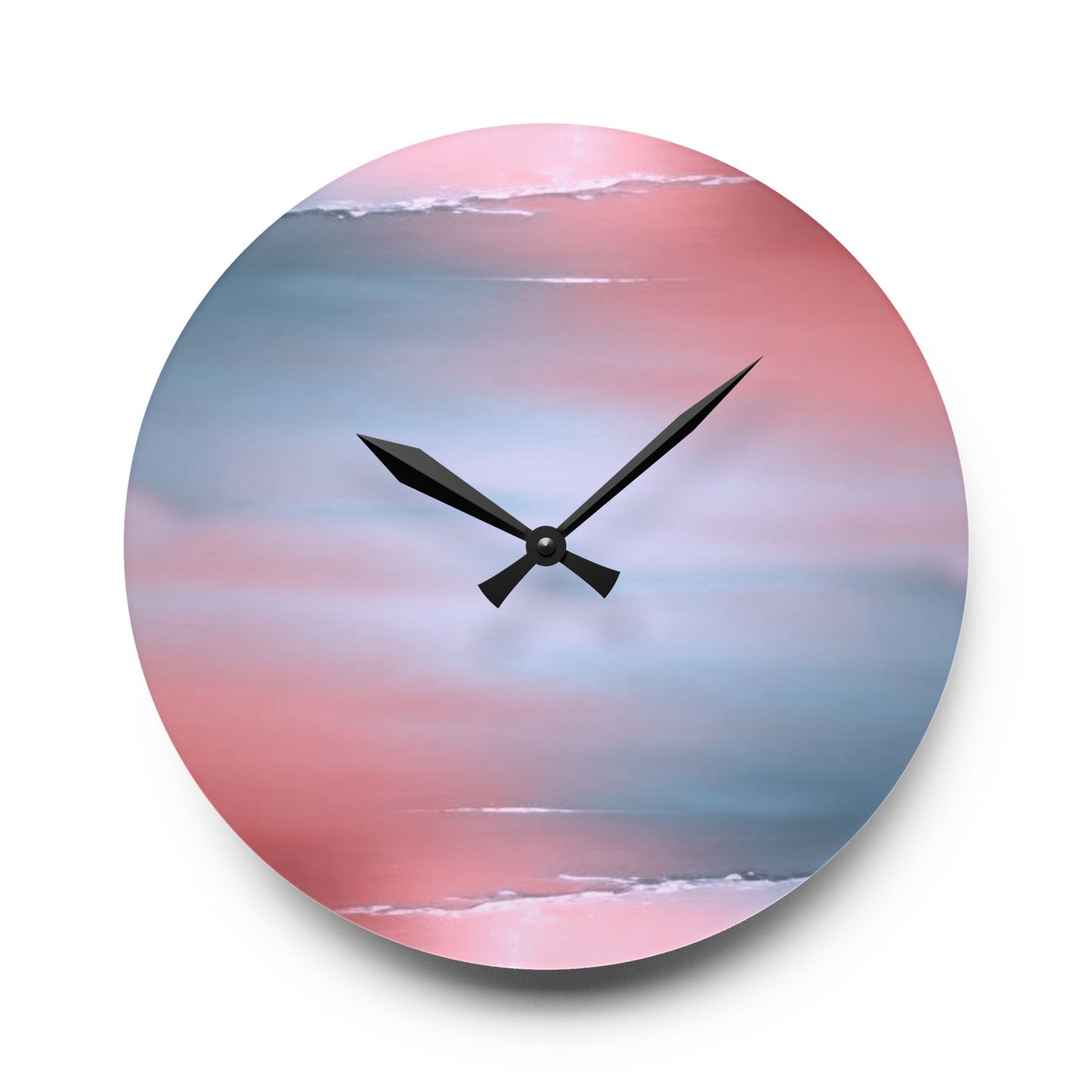 Gray Sea Pink Fog Acrylic Wall Clock, Round or Square, 10.75" x 10.75"