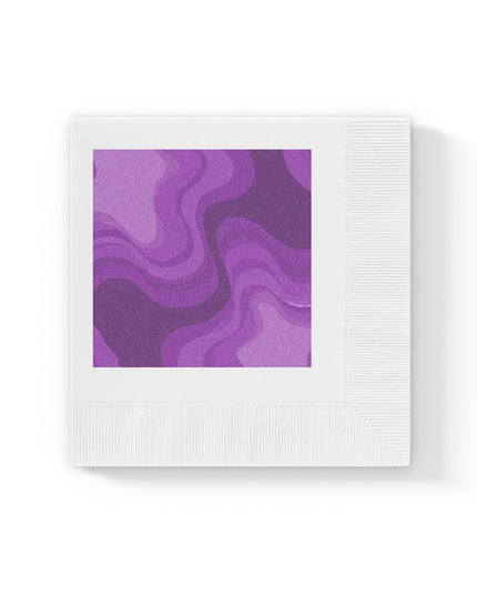 Wavey Purple Wavey White Coined Napkins, 4.8" x 4.8"