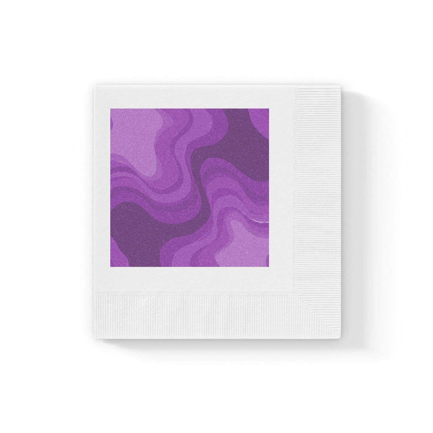 Wavey Purple Wavey White Coined Napkins, 4.8" x 4.8"