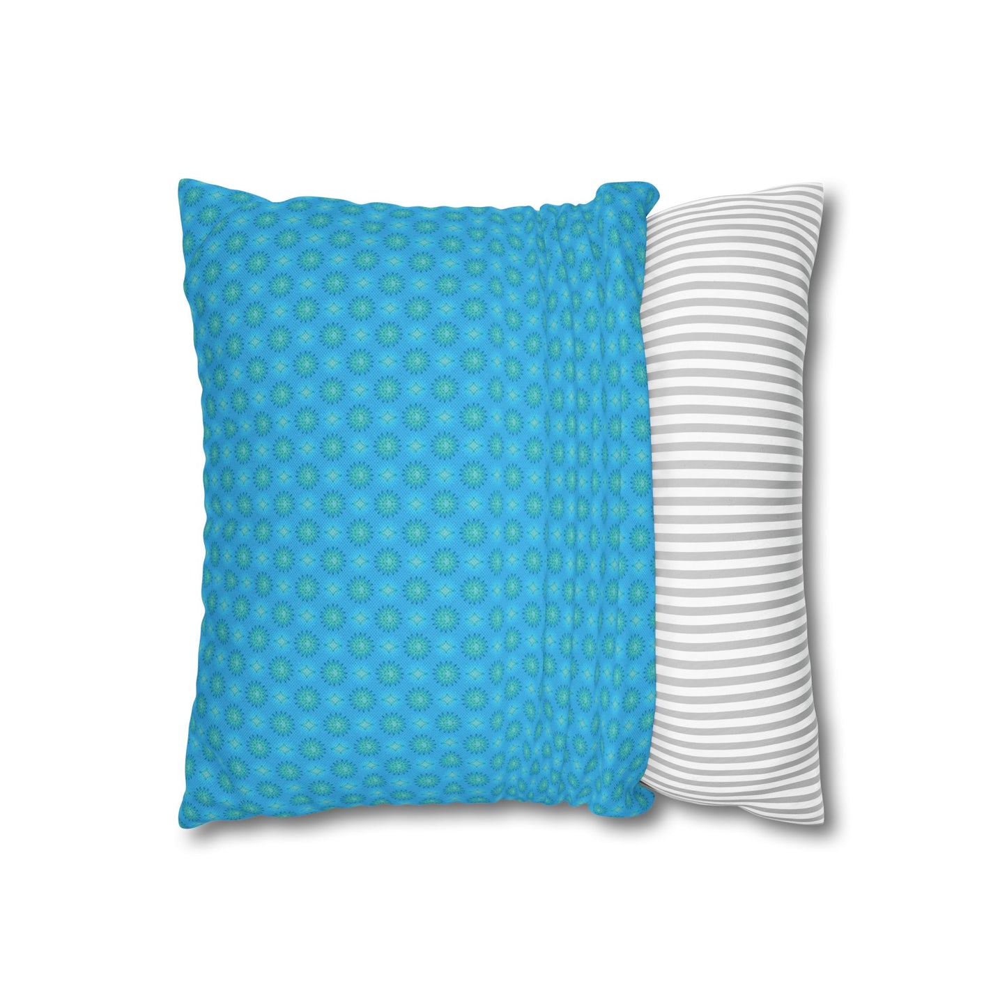 Light Blue Star-crossed Bodies Spun Polyester Square Pillowcase, 14" x 14"