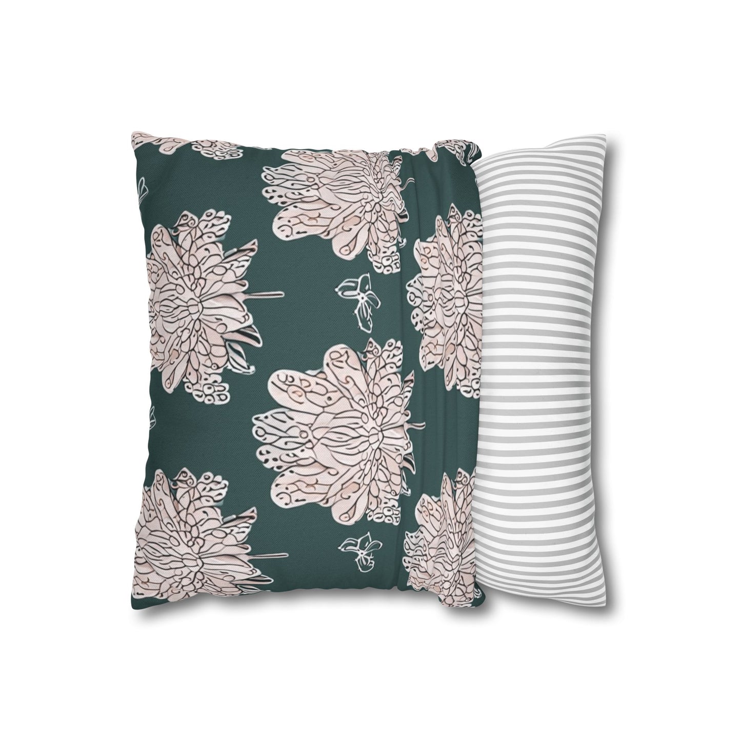 Soft White Floral Butterflies Spun Polyester Square Pillowcase, 14" x 14"