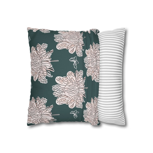 Soft White Floral Butterflies Spun Polyester Square Pillowcase, 14" x 14"
