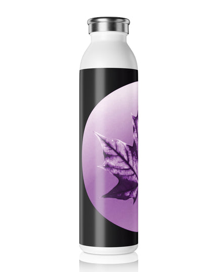 Purple Maple Leaf Slim Water Bottle, 20 oz White