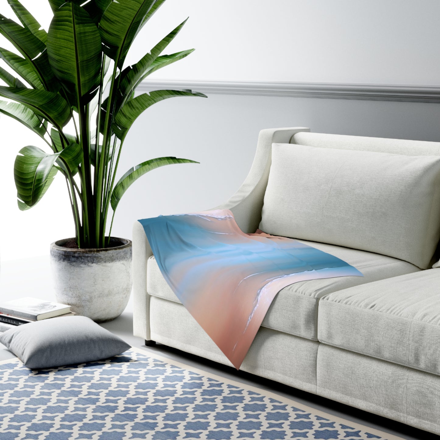 Blue Sea Peach Fog Baby Swaddle 30″×40″ Blanket