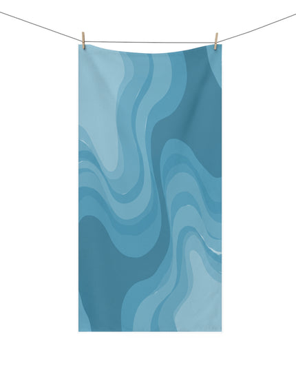 Sky Blue Wavey 30" x 60" Mink-Cotton Towel (50% polyester, 50% cotton)