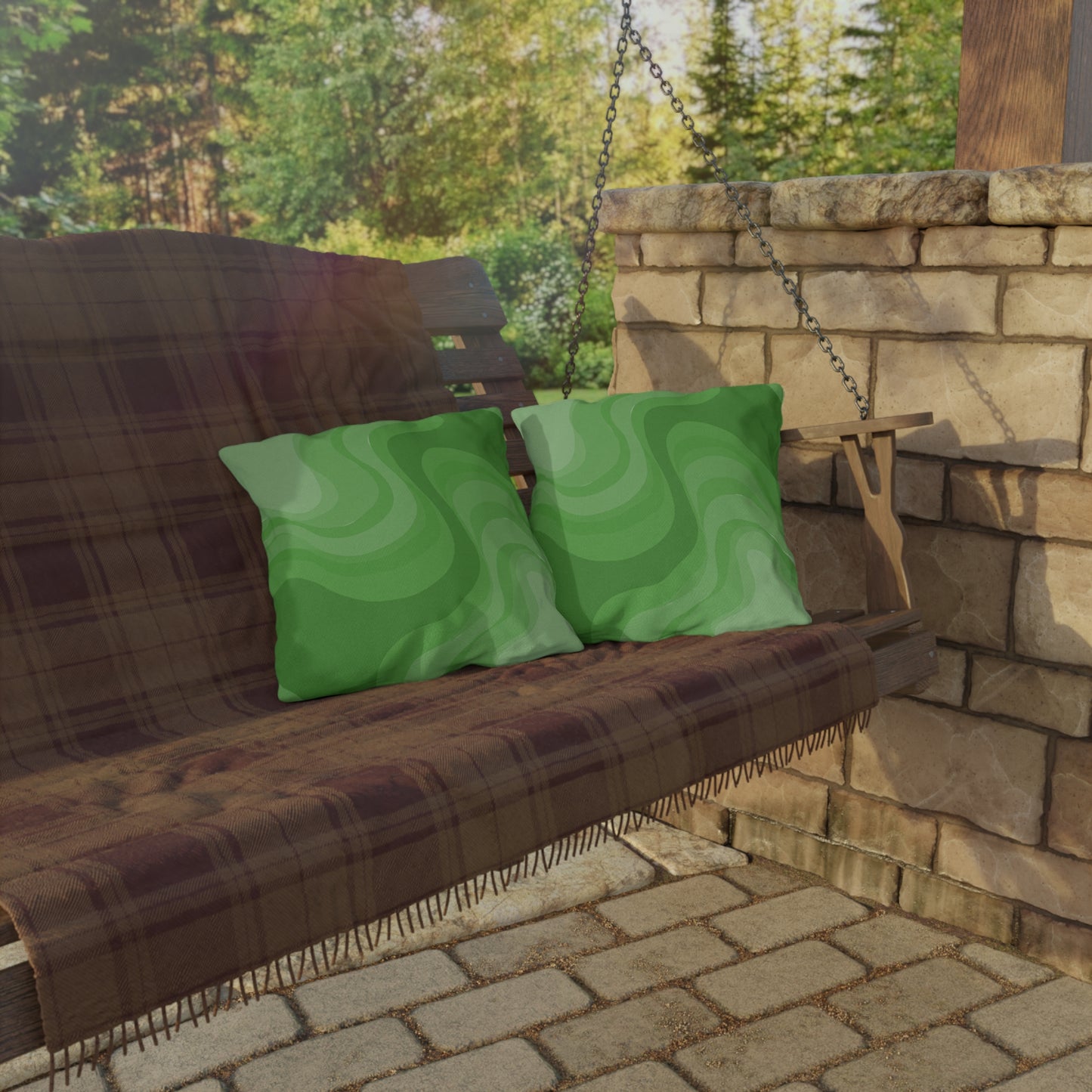 Greenie Meanie Wavey 16" x 16" Outdoor Pillow