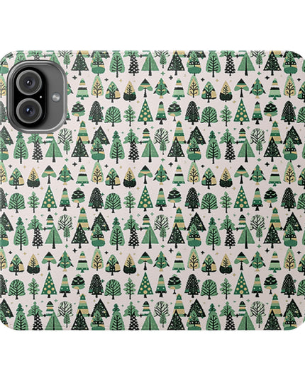 Mini Vintage Green Trees Flip Cases, Iphone 16 Plus