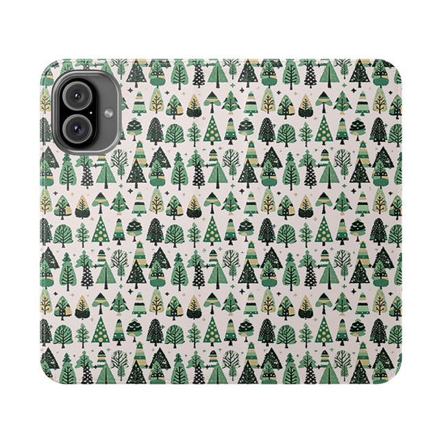 Mini Vintage Green Trees Flip Cases, Iphone 16 Plus