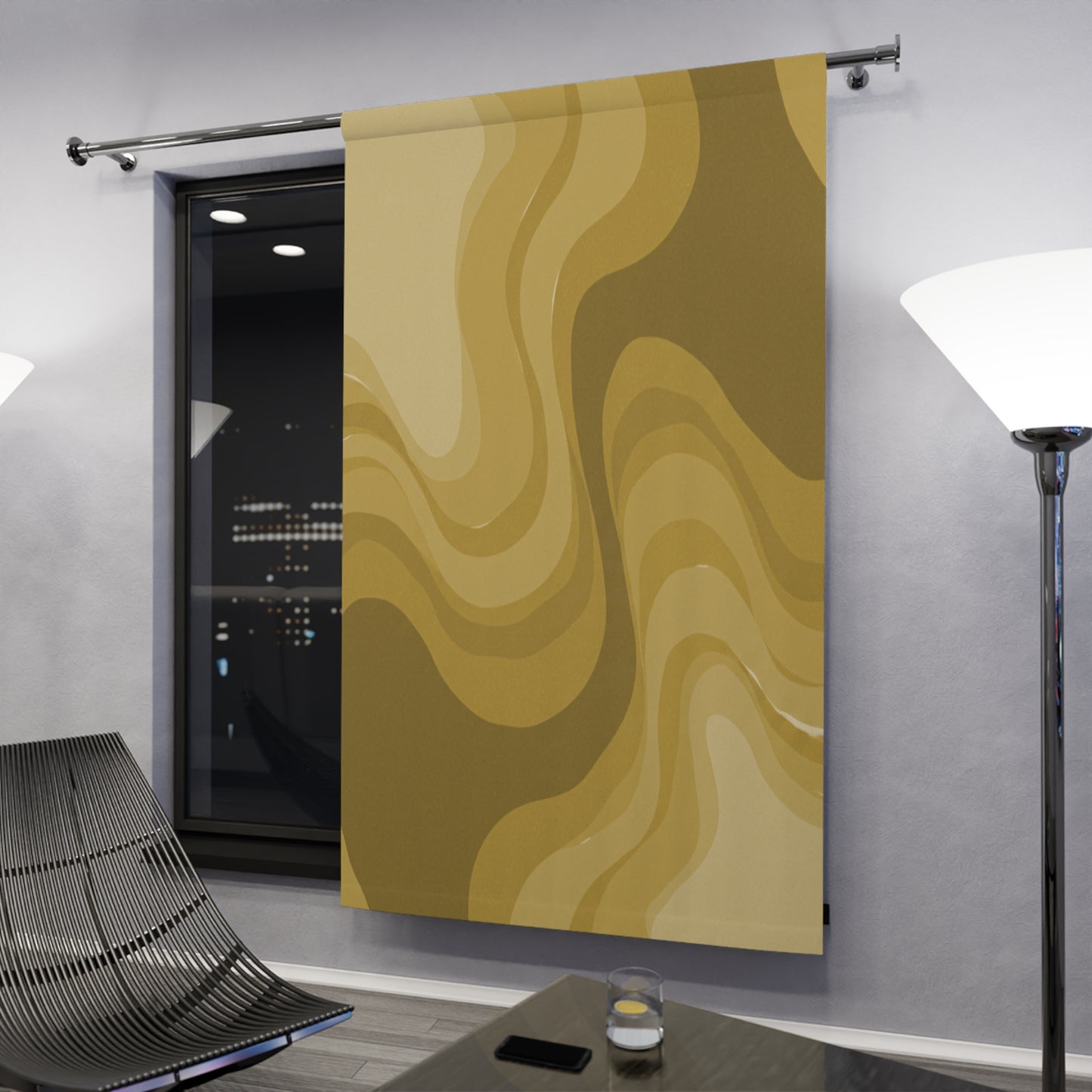 Brown Wavey Window Curtain, 50" x  84", blackout