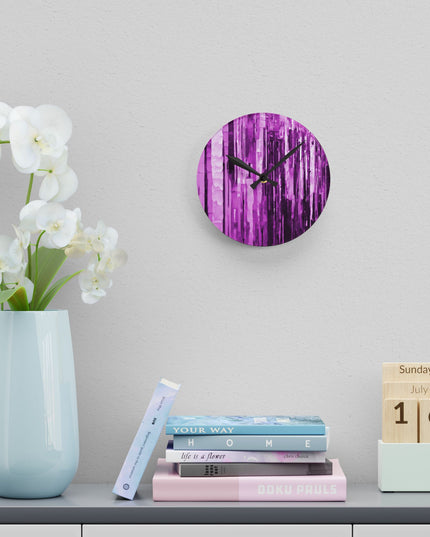 Striped Powder Lavender Acrylic Round Wall Clock, 8" x 8"