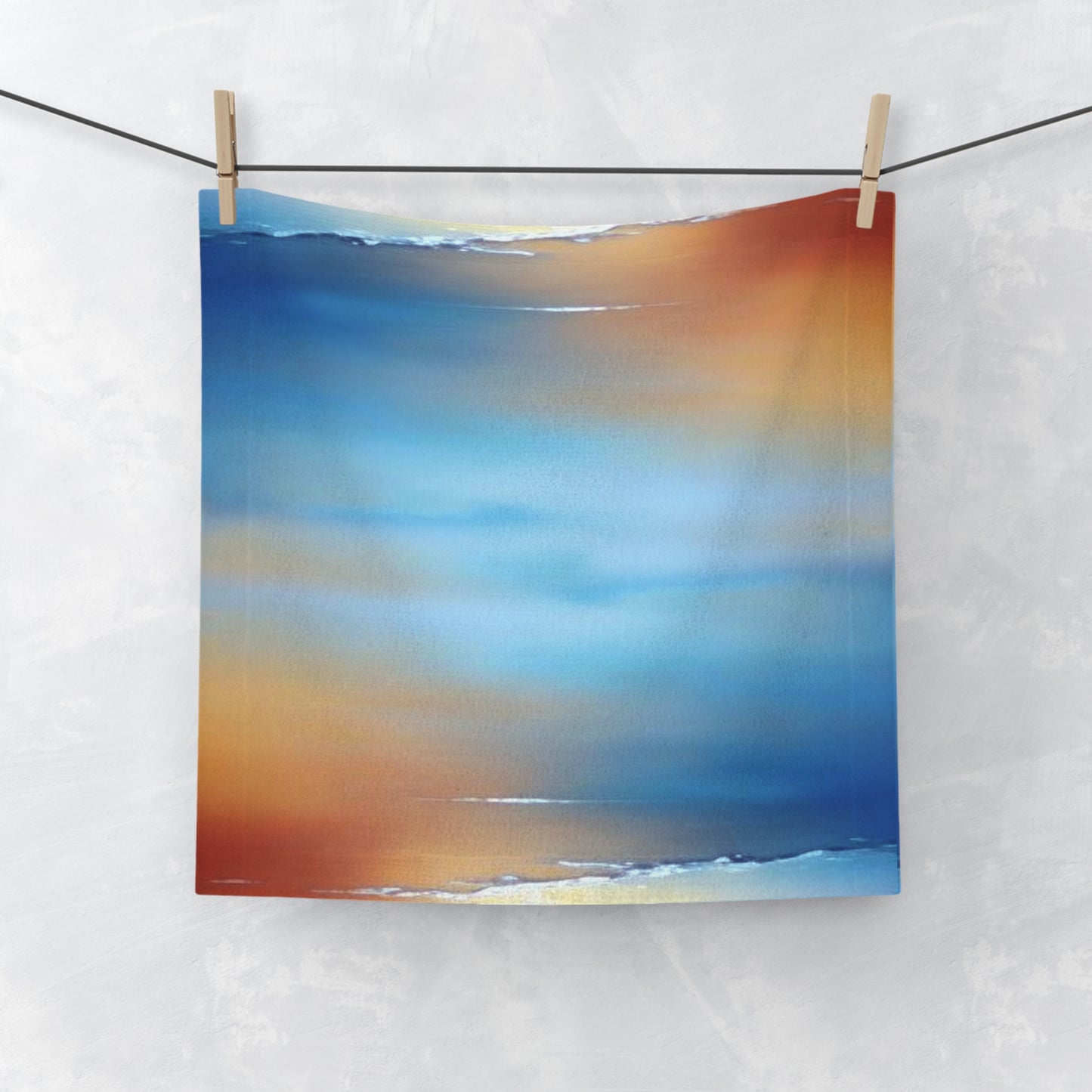 Blue Sea Red Orange Fog Face Towel, 13" x 13"