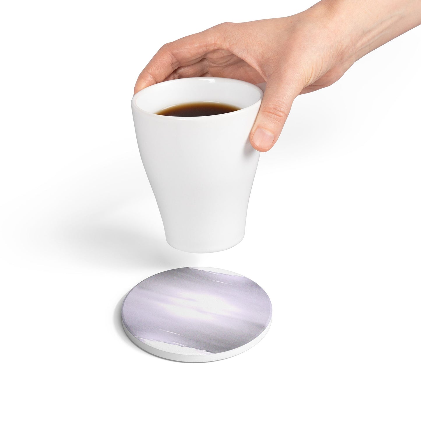 Sephia Sea Dark Fog 4" x 4" Round Ceramic Coaster