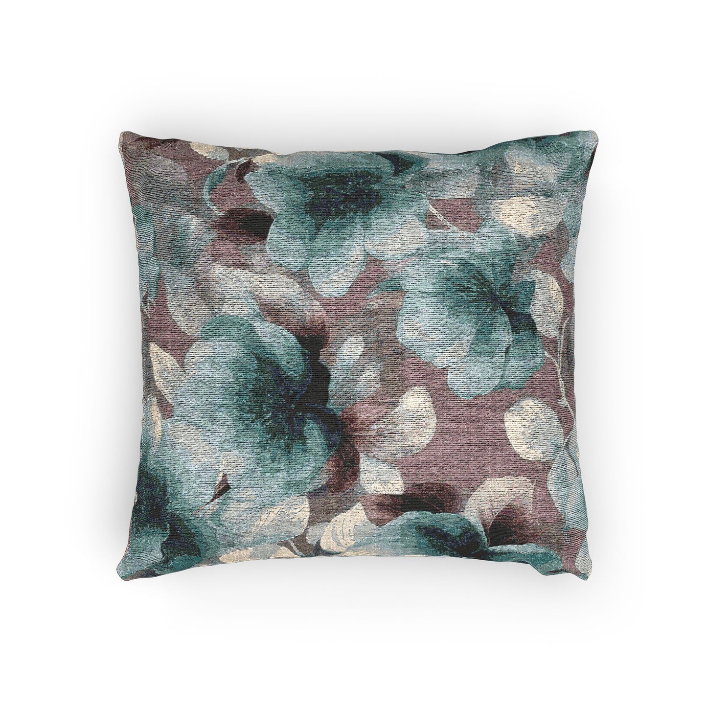 Deep Blue Florals Woven Pillow, 17" x 18"