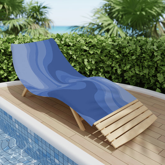 Deep Blue Wavey Beach Towel, 30" x 60"