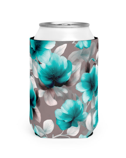 Tif Green Gray Floral Bunch 12 oz Can Cooler Sleeve