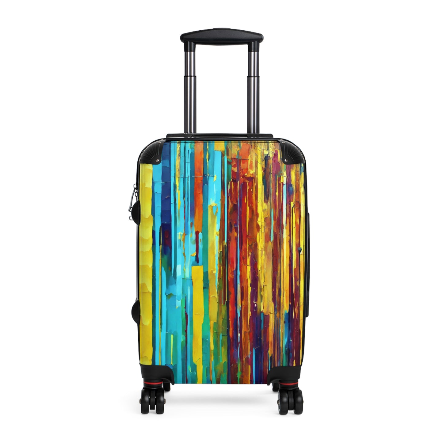Striped Alpha Small Suitcase with built in lock, 4 double-wheels, telescopic handle, and ABS back hard-shell