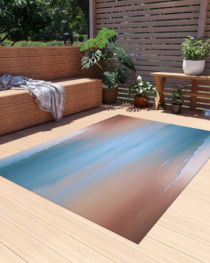 Blue Sea Peach Fog Outdoor Rug, 60" x 84"