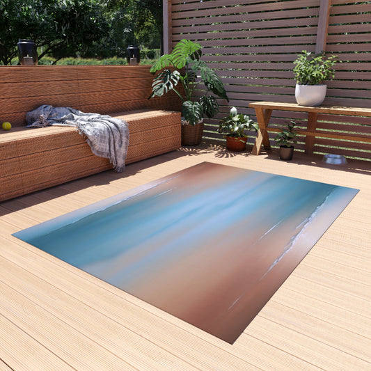Blue Sea Peach Fog Outdoor Rug, 60" x 84"