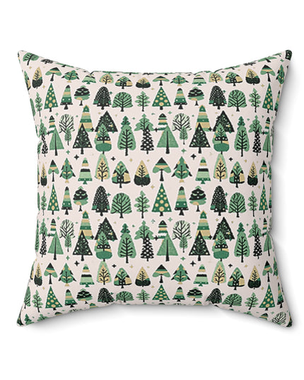 Mini Vintage Green Trees 20" x 20" Faux Suede Square Pillow