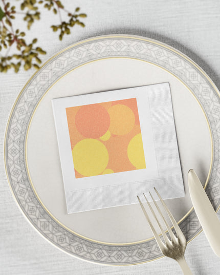 Pastel Bright Oranges Patches White Coined Napkins, 4.8" x 4.8"