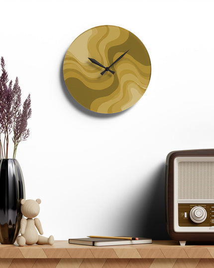 Brown Wavey 10.75" x 10.75" Round or Square Acrylic Wall Clock