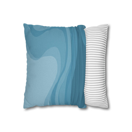 Sky Blue Wavey Spun Polyester Square Pillowcase, 14" x 14"