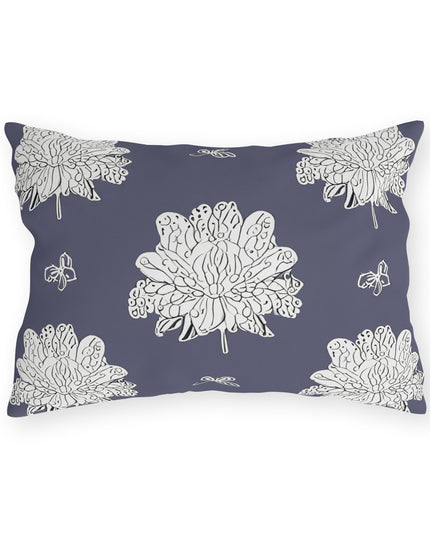 White Floral Butterflies 20" x 14" Outdoor Pillow