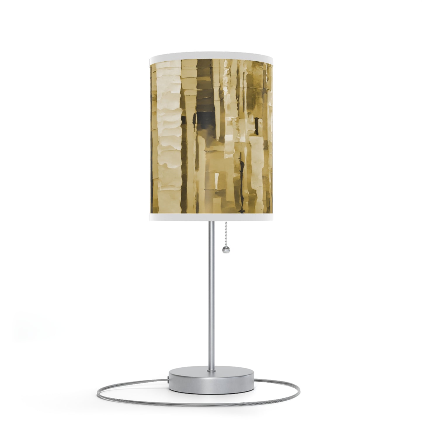 Striped Light Brown Table Lamp on a White or Silver Stand, US|CA plug