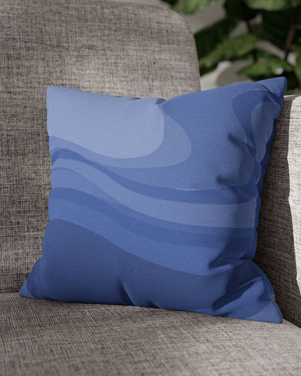 Deep Blue Wavey Spun Polyester Square Pillowcase, 14" x 14"