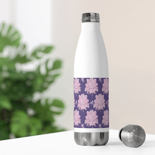 Magenta Floral Butterflies 20oz Insulated Water Bottle