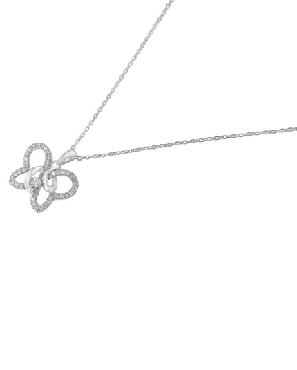 .925 Sterling Silver 1/4 cttw Prong-Set Diamond Butterfly 18" Pendant Necklace (H-I Color, I1-I2 Clarity)