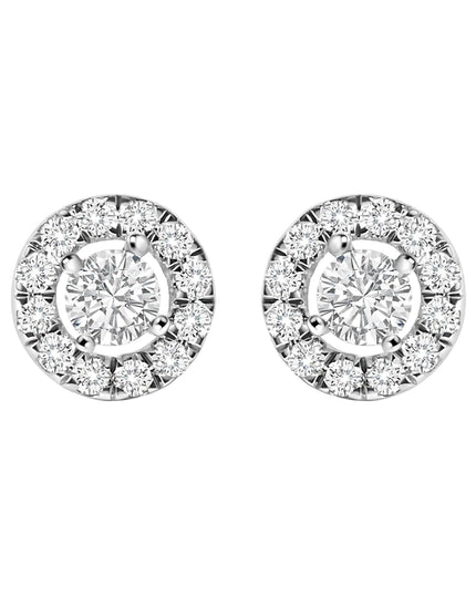 14K White Gold 3/4 Cttw Lab-Grown Diamond Floating Halo Stud Earring (F-G Color, VS1-VS2 Clarity)